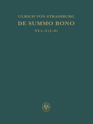 cover image of De summo bono. Liber VI, Tractatus 1–3,6